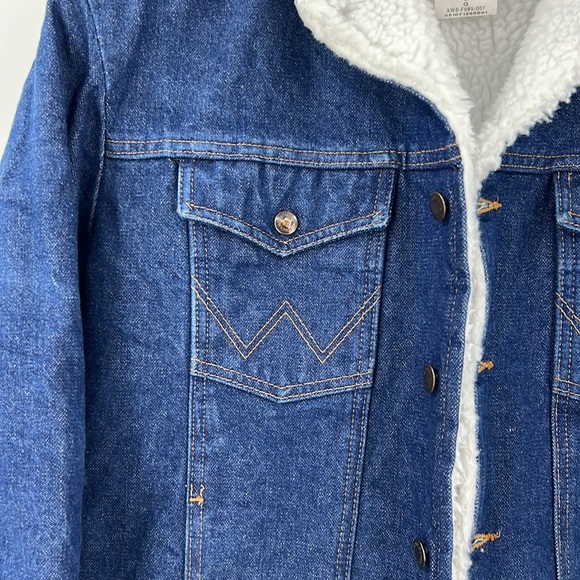 Wrangler Sherpa Lined Jean Jacket Blue Denim Chore Barn Coat SZ L New - Picture 7 of 15